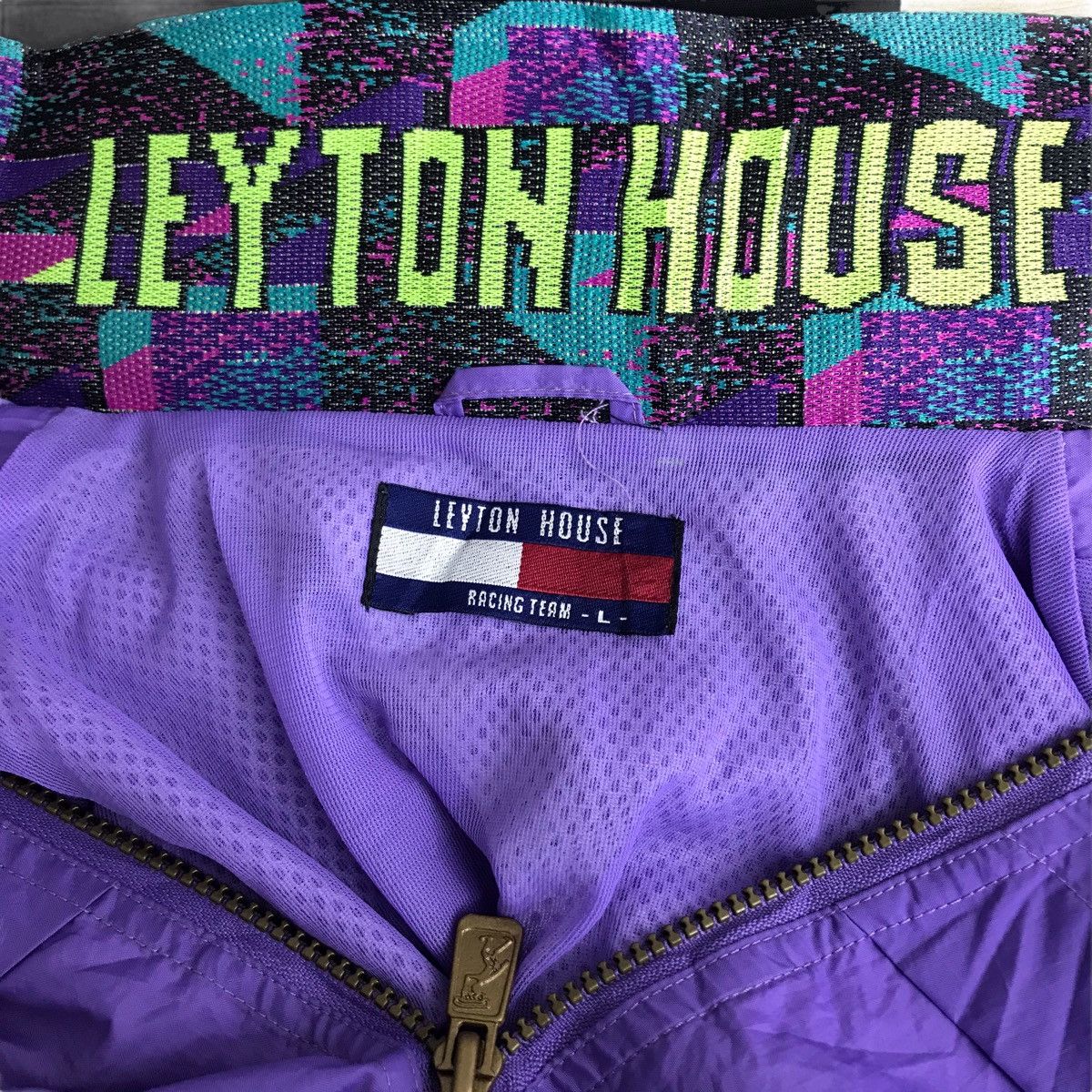Vintage LEYTON HOUSE USA Racing Team Track Top Windbreaker Jacket Size US L / EU 52-54 / 3 - 3 Thumbnail
