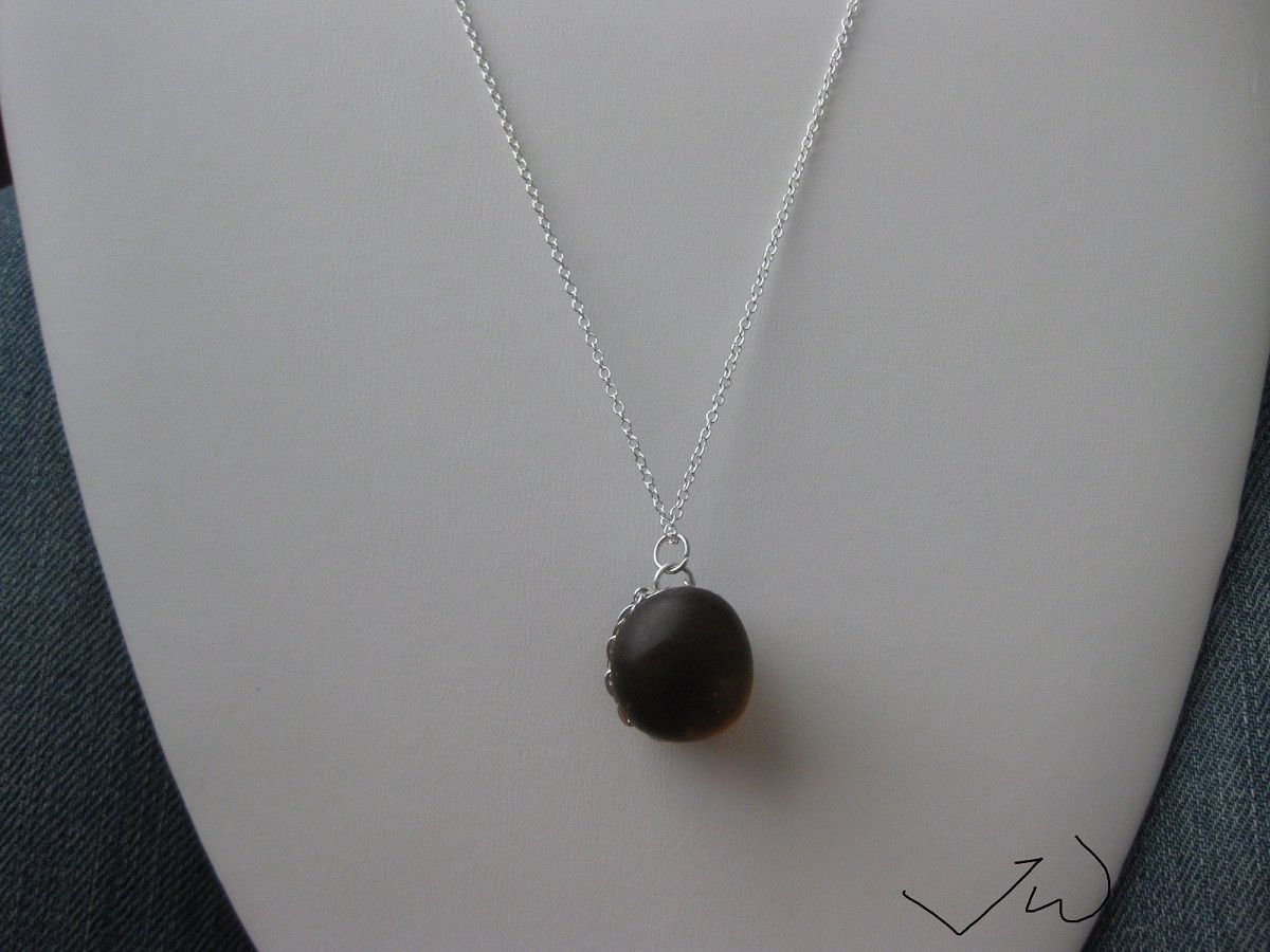 Handmade Coffee Brown glass Chain necklace Size ONE SIZE - 1 Thumbnail
