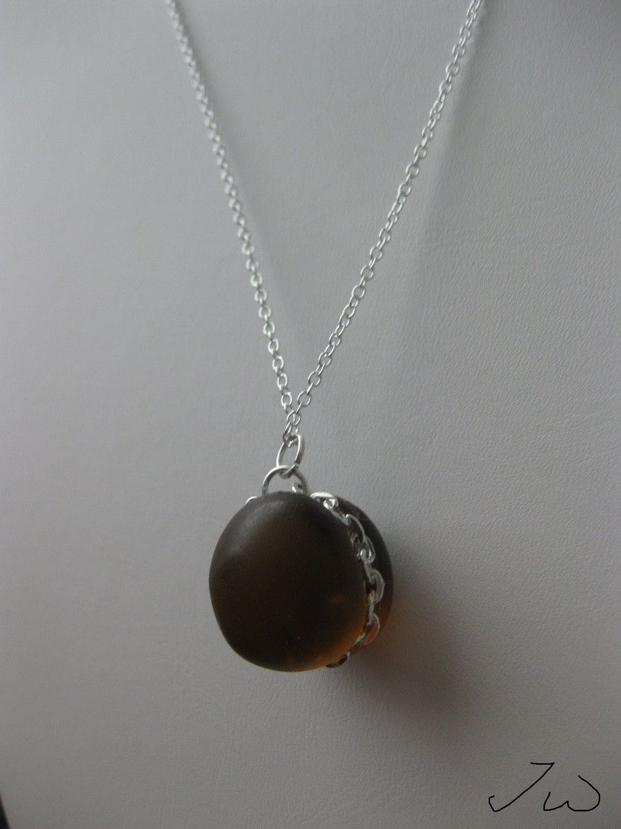 Handmade Coffee Brown glass Chain necklace Size ONE SIZE - 2 Thumbnail