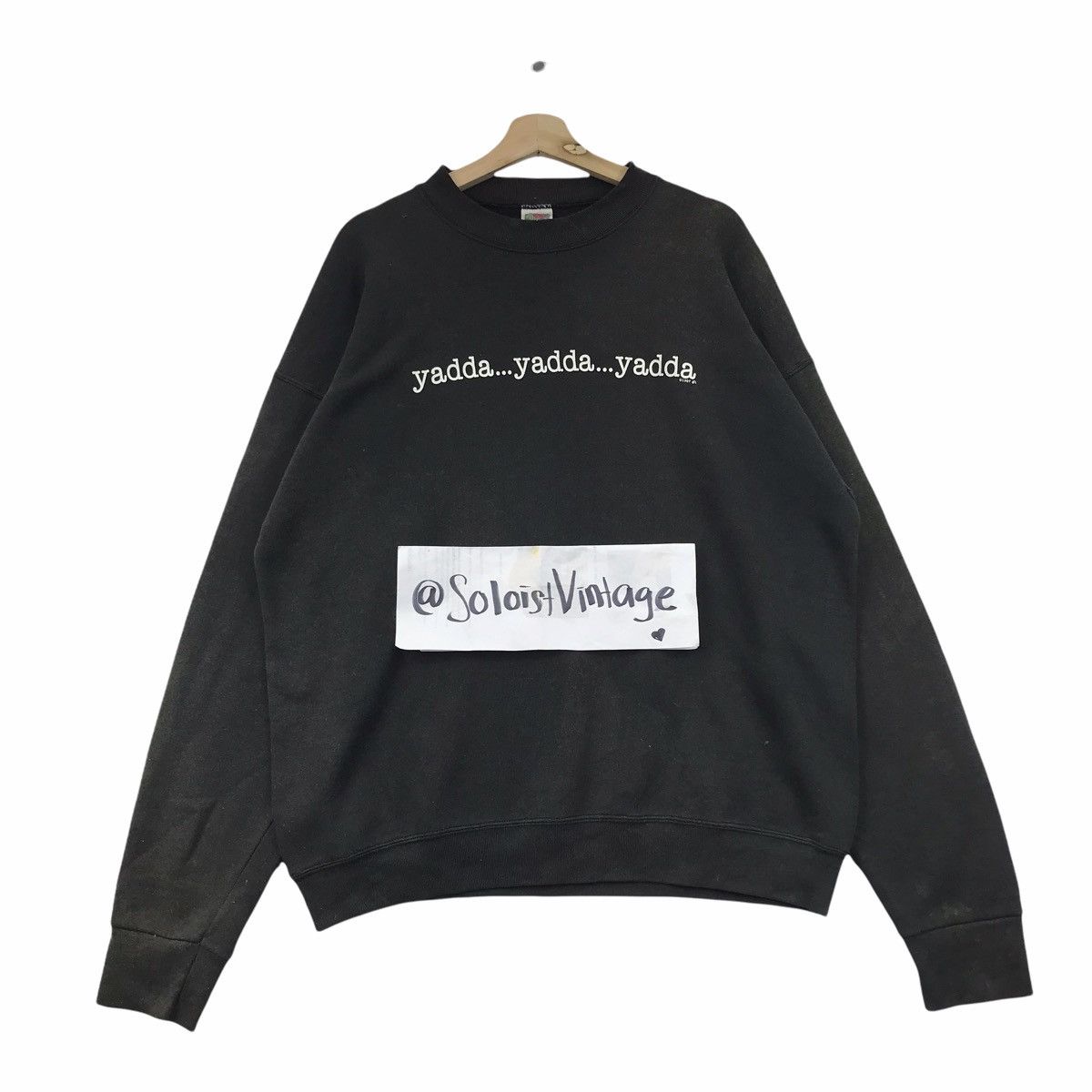 Vintage Vintage 90s YADDA YADDA YADDA Usa Wording Black Sweatshirt Size US XL / EU 56 / 4 - 1 Thumbnail