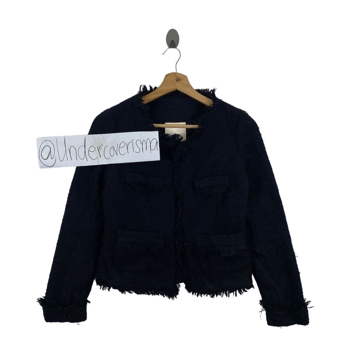 Japanese Brand Vintage GAMBLE FISH Japanese Brand Black Tweed Coat Size XS / US 0-2 / IT 36-38 - 1 Thumbnail
