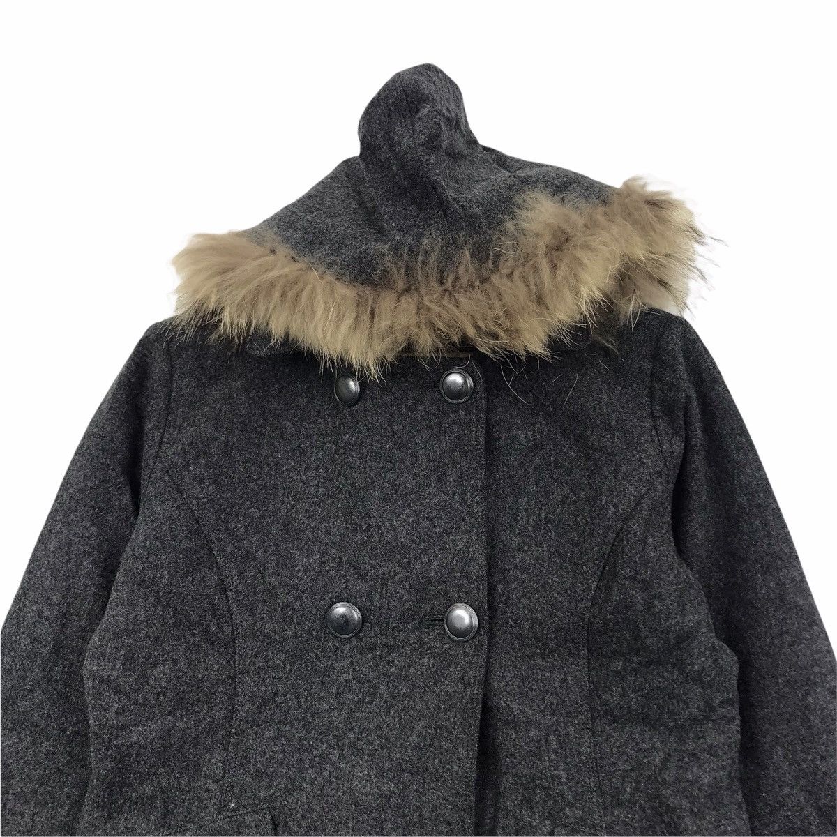 Michel Klein A.V.V MICHEL KLEIN Paris Fur Hoodie Wool Coat Winter Size US S / EU 44-46 / 1 - 2 Thumbnail
