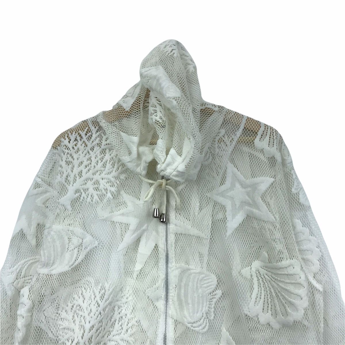 Vintage JEAN JAURES France Designer Transparent Sexy Coral Hoodie Size US L / EU 52-54 / 3 - 2 Thumbnail