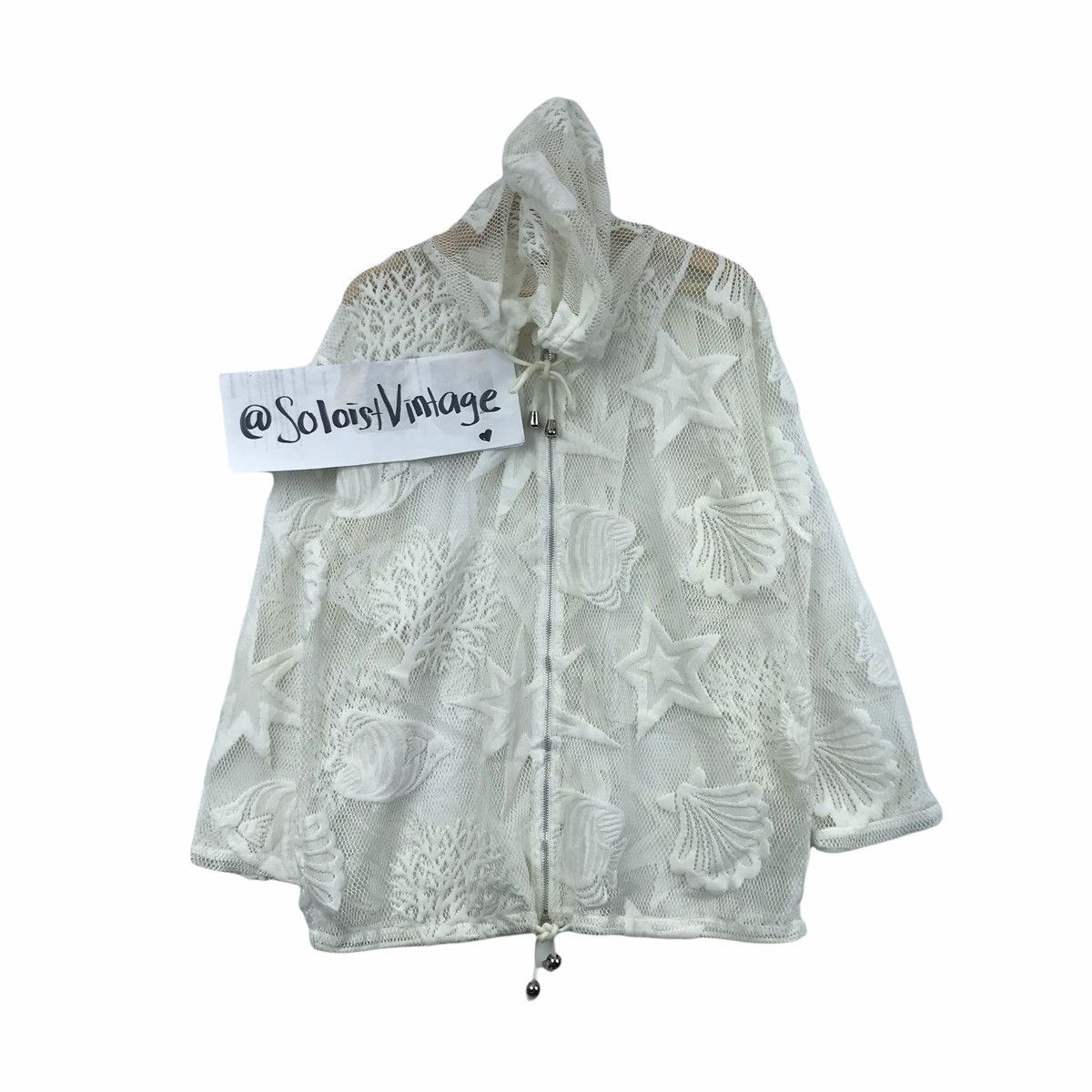 Vintage JEAN JAURES France Designer Transparent Sexy Coral Hoodie Size US L / EU 52-54 / 3 - 1 Thumbnail