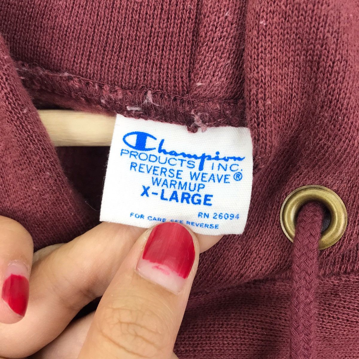 Champion × Vintage Vintage CHAMPION REVERSE WEAVE Warm up Maroon Hoodie Size US XL / EU 56 / 4 - 6 Thumbnail