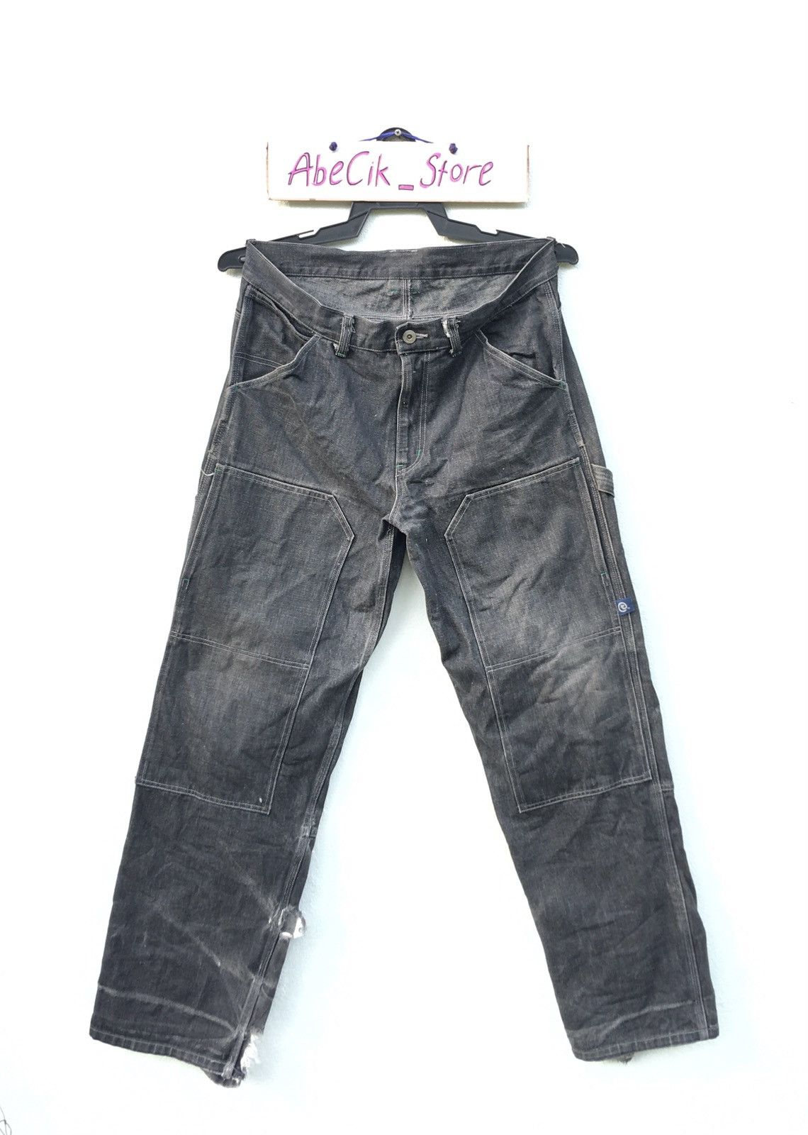 image of Distressed Denim x Workers Rapid Analogue Workwear Multi Pocket Denim Jeans in Black Denim (Size 34