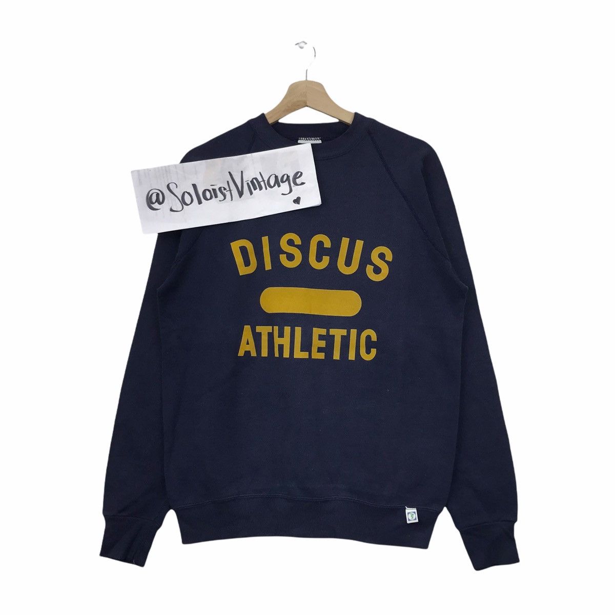 Vintage 80s Discus Athletic Navy Blue Blank Crewneck Raglan