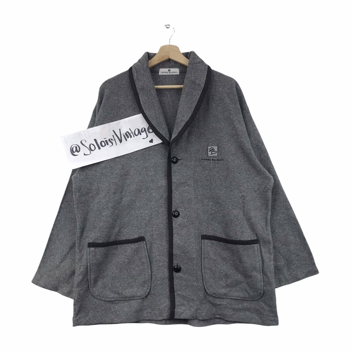 Vintage PIERRE BALMAIN PARIS Brand Designer Grey Sweatshirt