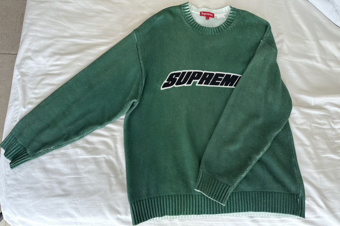 Supreme Supreme Printed Washed Sweater “Olive” | Grailed