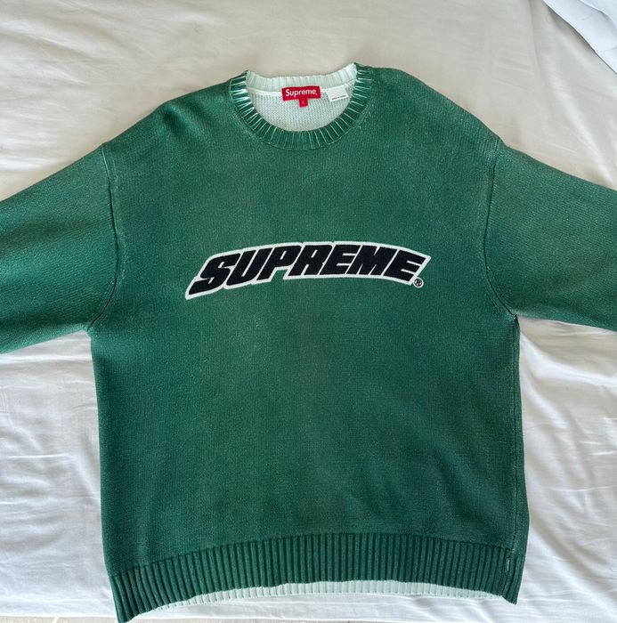 Supreme Printed Washed Sweater Olive-