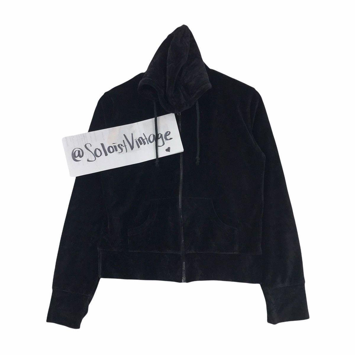 agnes b. AGNES B Sport Japanese Brand Black Velvet Hoodie Size US S / EU 44-46 / 1 - 1 Thumbnail