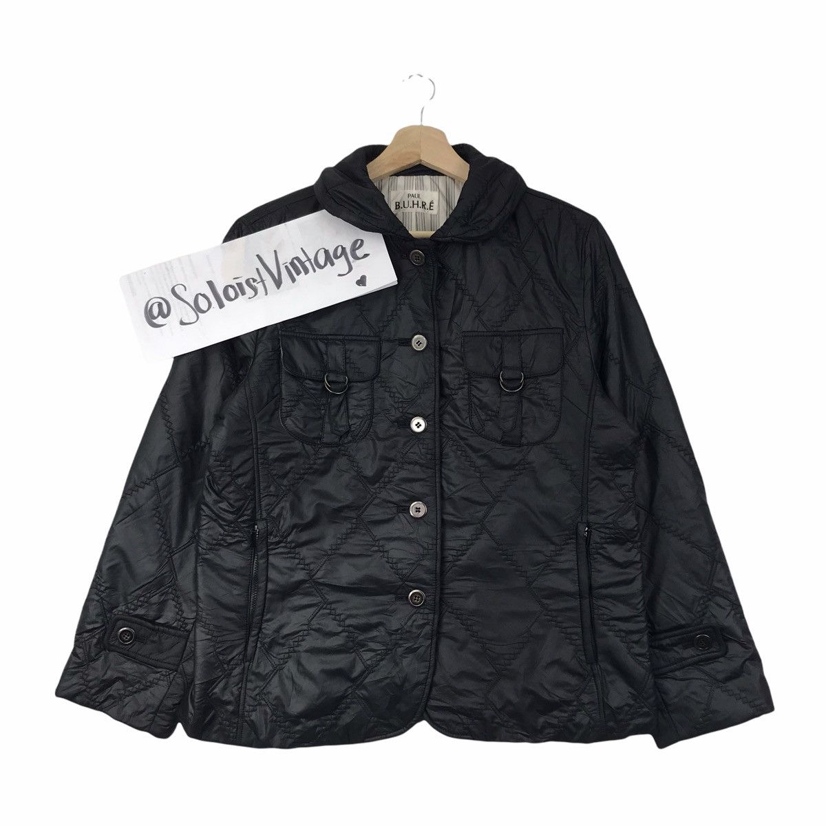 Vintage PAUL BUHRE WATCH Brand Black Quilted Jacket Size US M / EU 48-50 / 2 - 1 Thumbnail