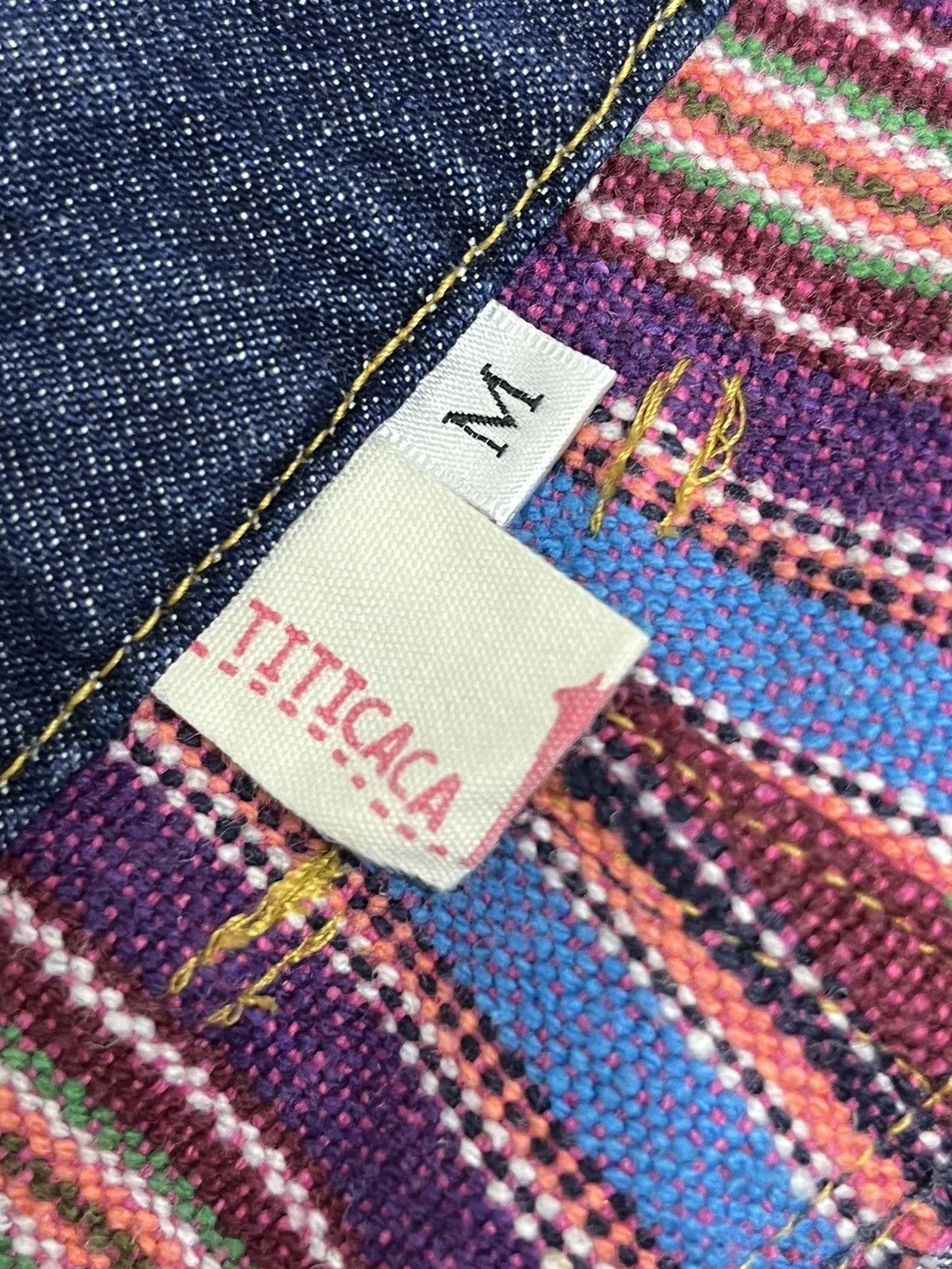 Japanese Brand 🔥DOPE💥TITICACA Hippie Stripes Patchwork Baggy Fit Denim Size 31" - 5 Thumbnail