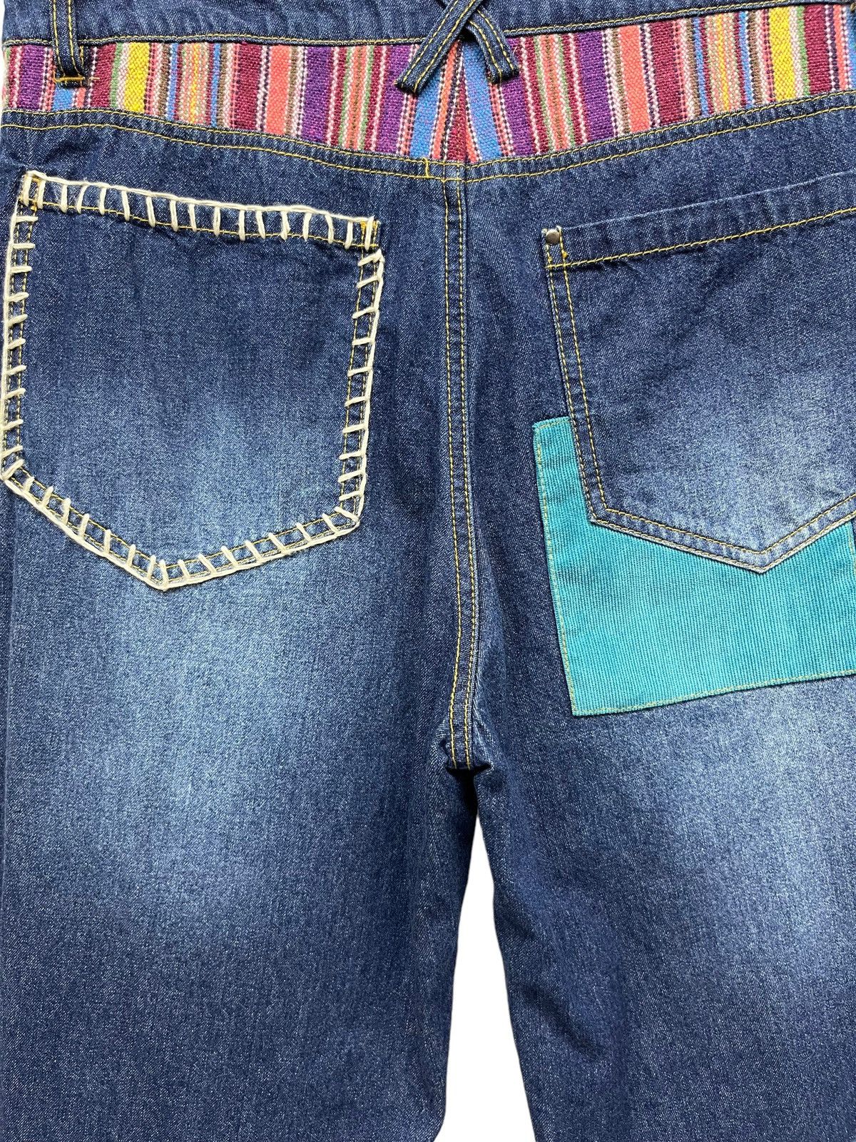 Japanese Brand 🔥DOPE💥TITICACA Hippie Stripes Patchwork Baggy Fit Denim Size 31" - 4 Thumbnail
