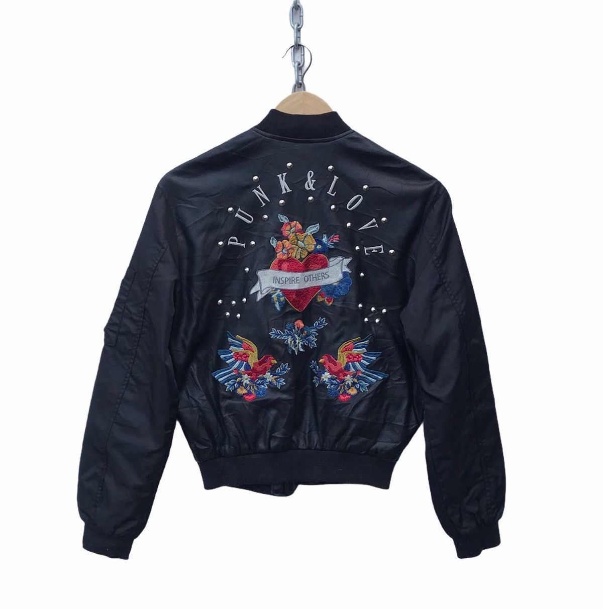 image of Zara Studded Punk Style Bikers Jacket in Black, Men's (Size XS)