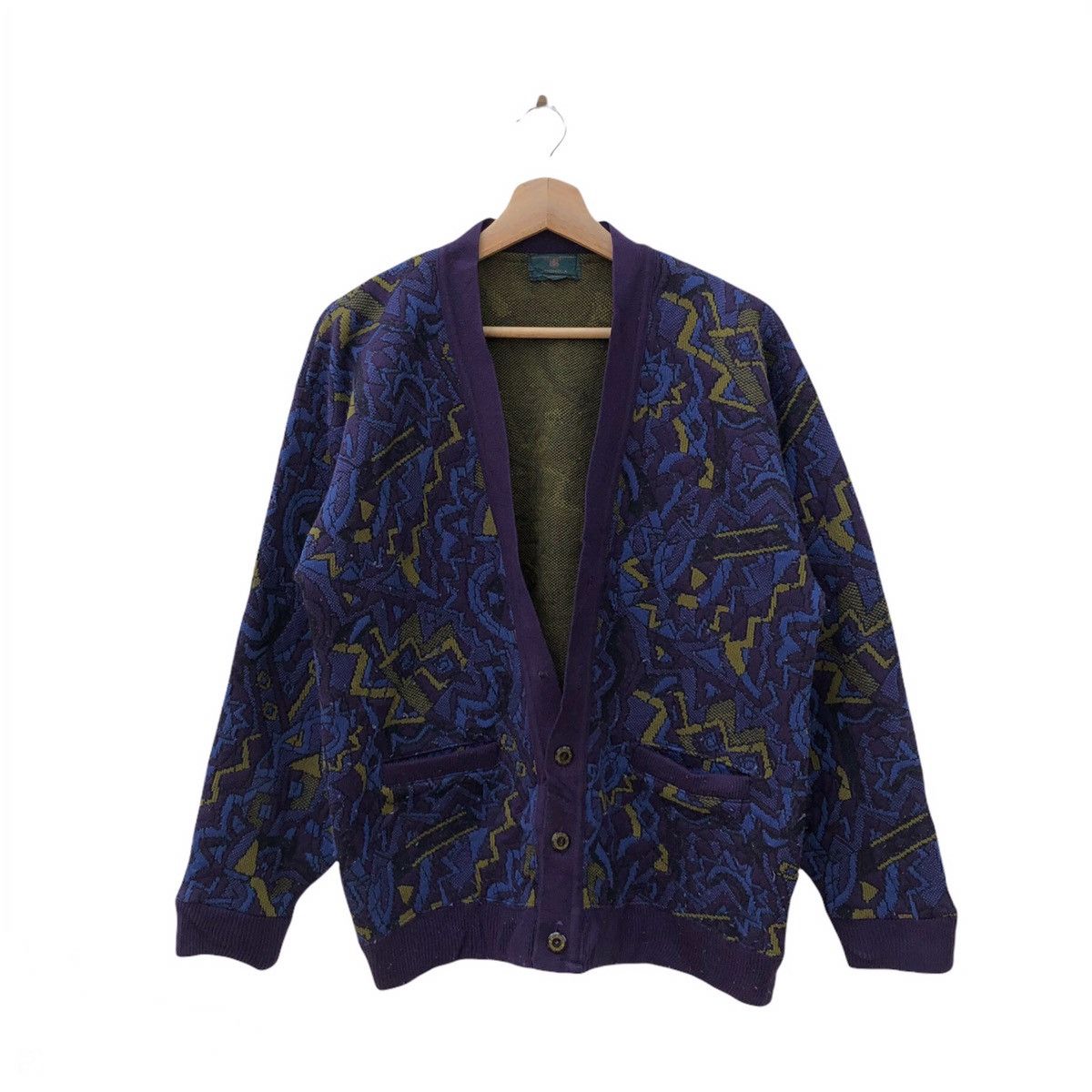 Japanese Brand PATTERN DESIGN VINTAGE CARDIGAN DONICA Size US L / EU 52-54 / 3 - 1 Thumbnail