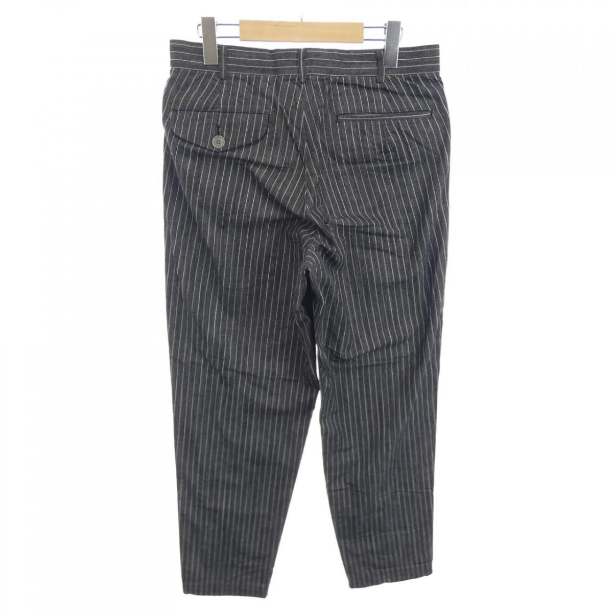 Cropped Pants Gray Striped Pattern Zip Fly