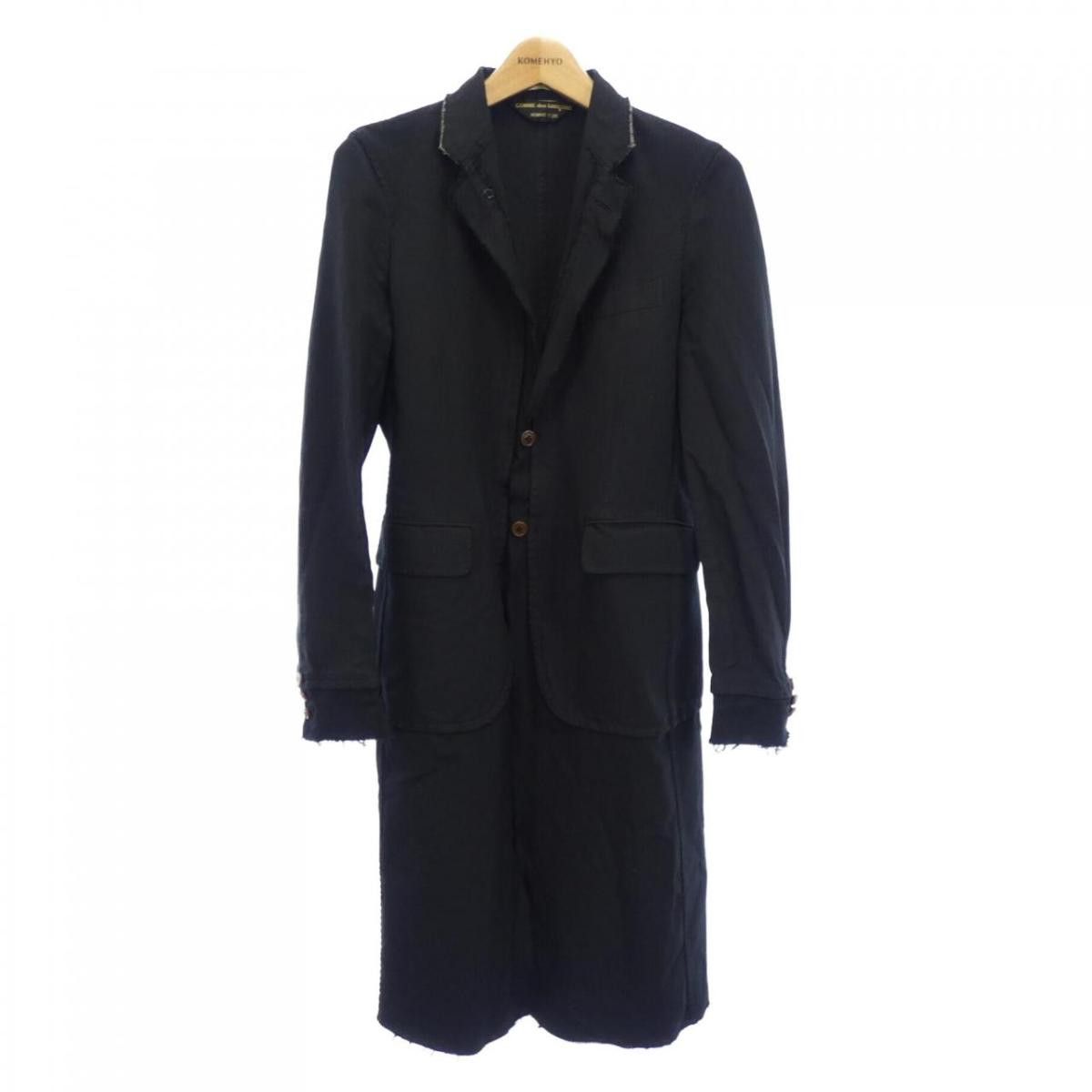 Heavy Coats Black Long Length Cut Off Plain