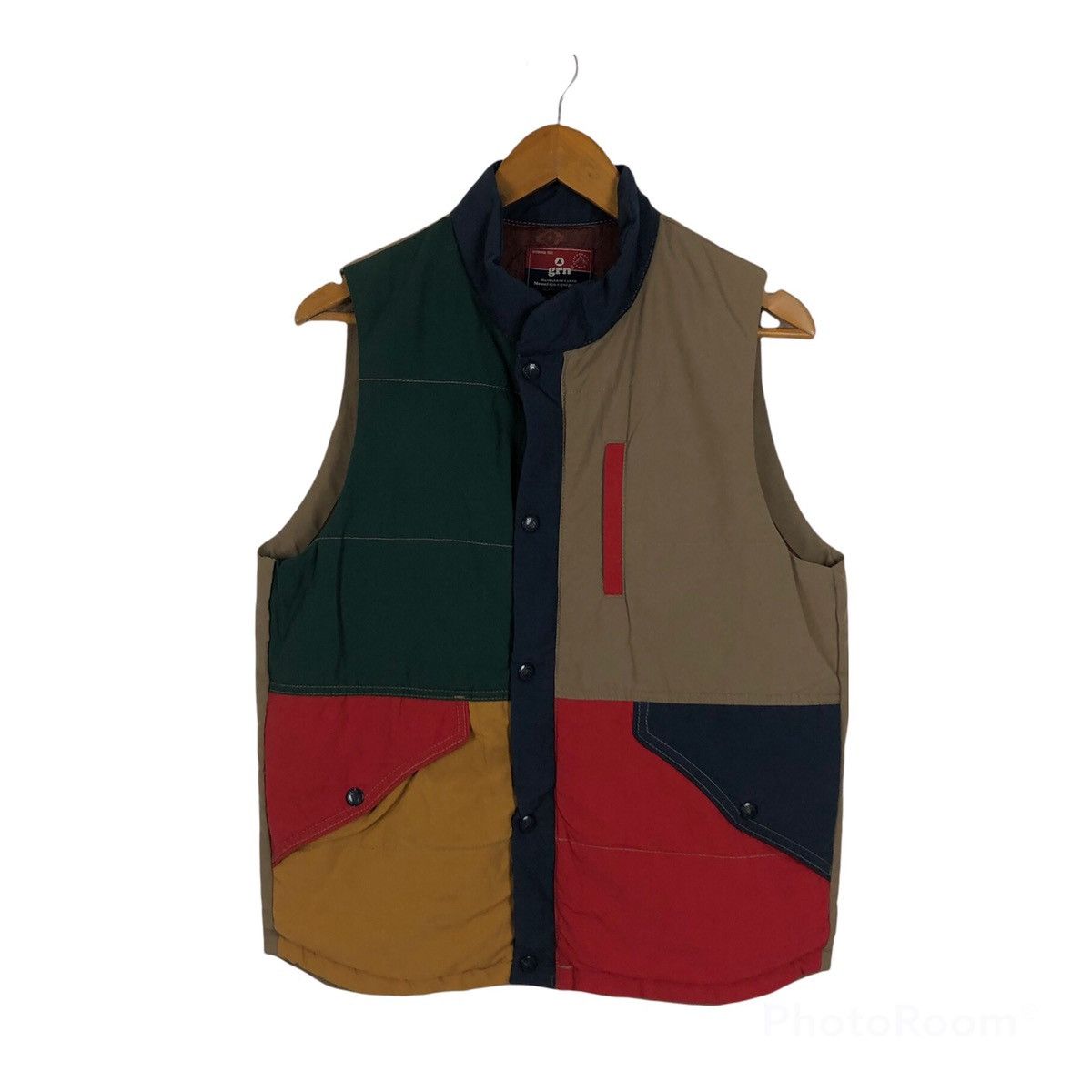 GRN GRN VEST QUILTED PUFFER COLOURFUL RARE DESIGN Size US S / EU 44-46 / 1 - 1 Thumbnail