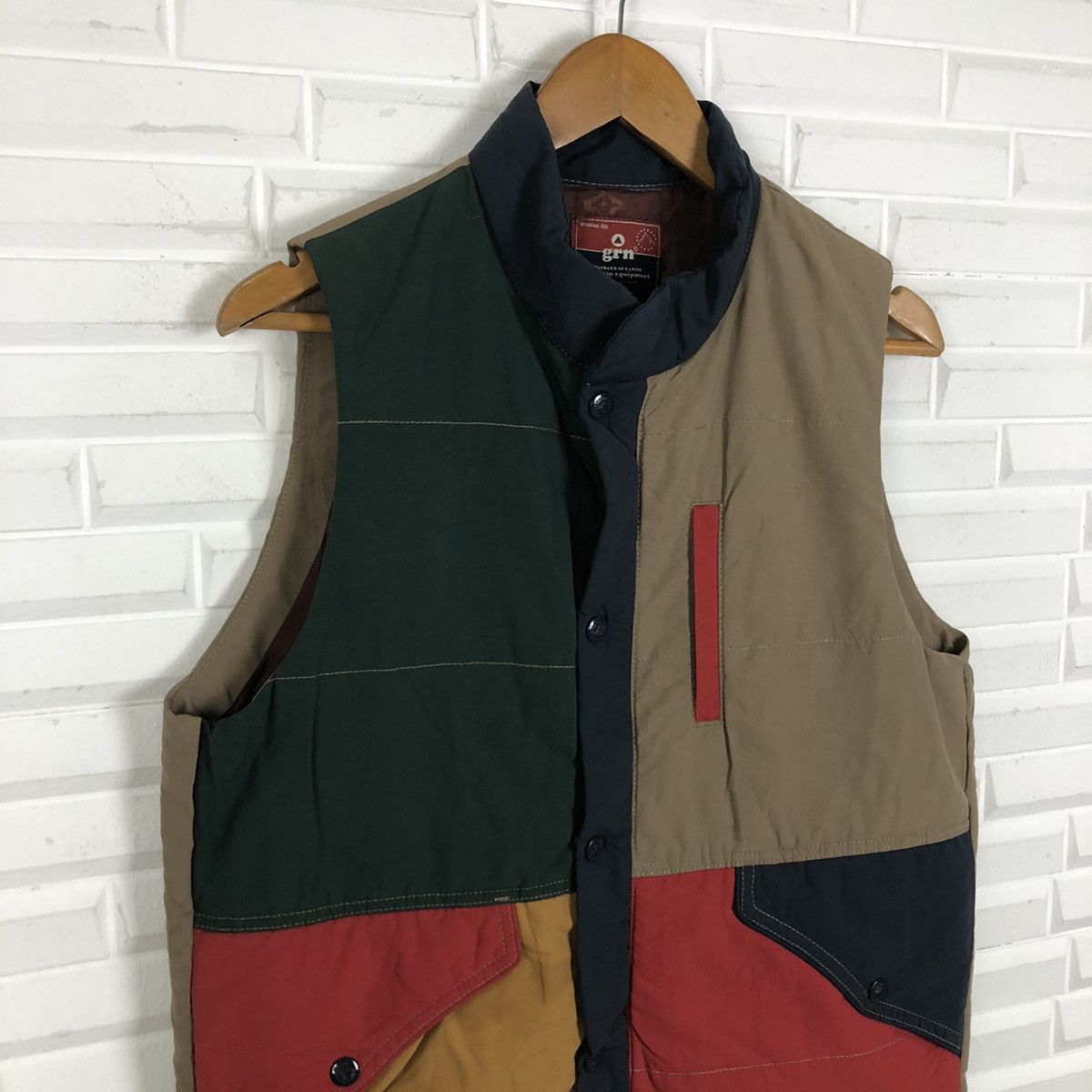 GRN GRN VEST QUILTED PUFFER COLOURFUL RARE DESIGN Size US S / EU 44-46 / 1 - 5 Thumbnail