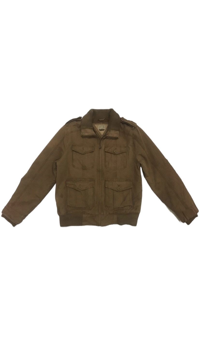 image of VTG Distress Levis Multipocket Tactical Jacket in Brown, Men's (Size Large)