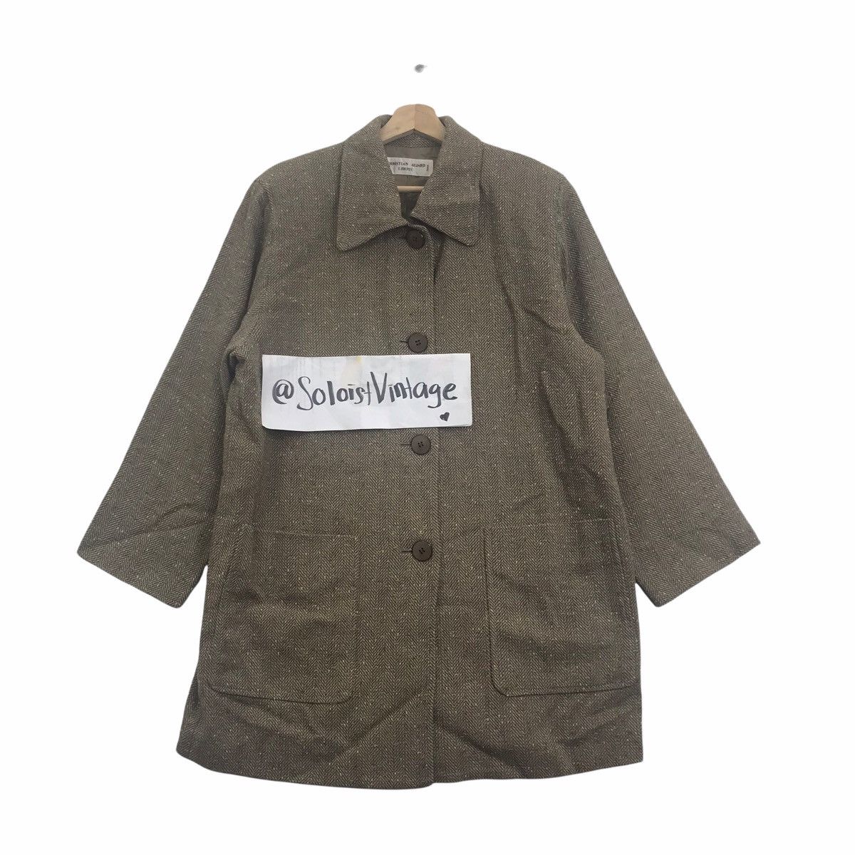 Vintage CHRISTIAN AUJARD LIBERTE PARIS Wool Long Coat Size US L / EU 52-54 / 3 - 1 Thumbnail