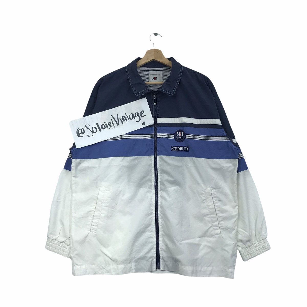 Vintage CERRUTI SPORT France Designer Windbreaker Jacket Size US XL / EU 56 / 4 - 1 Thumbnail
