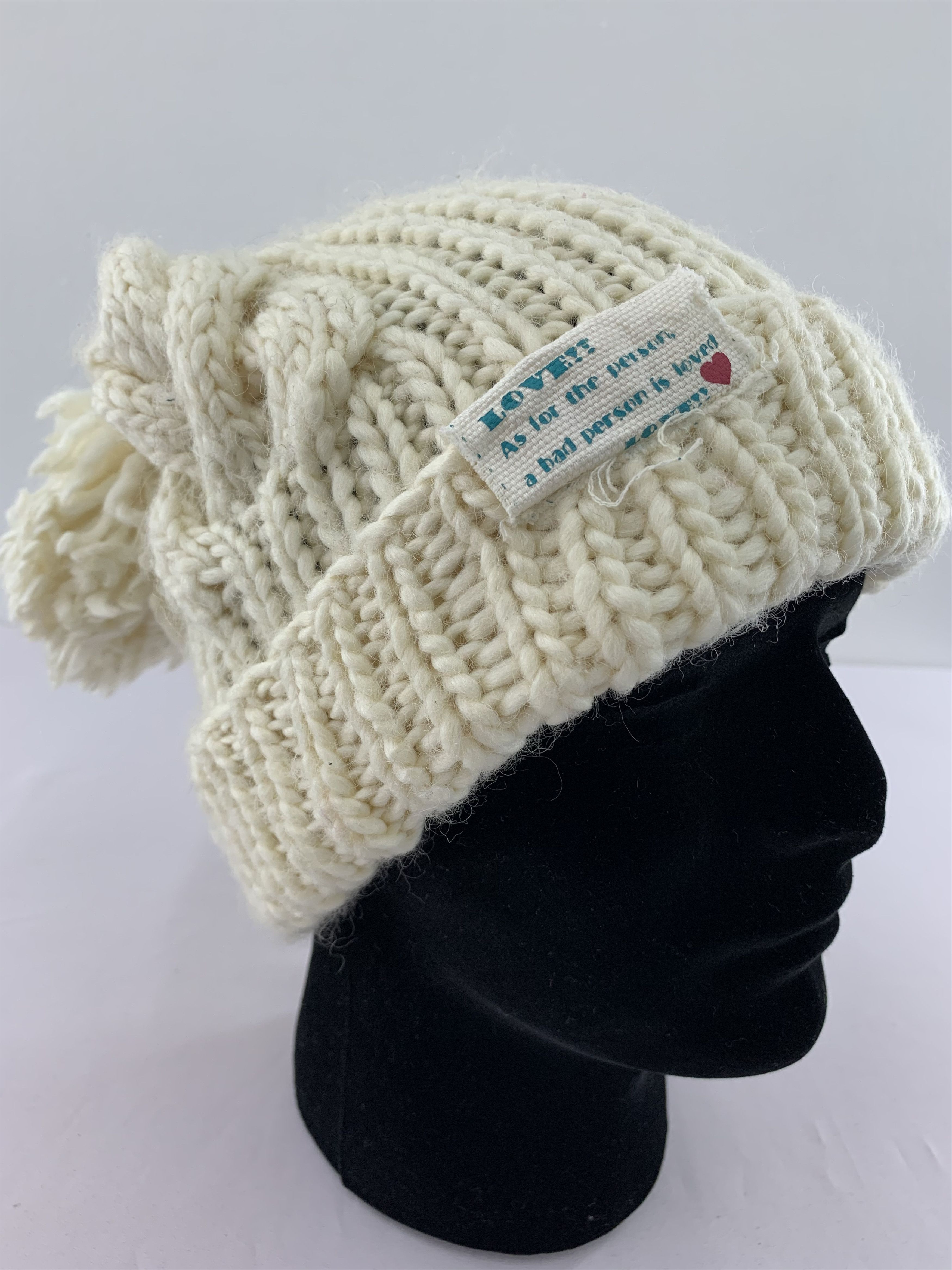 Homespun Knitwear Testify Beanie Wool Cable Knit Size ONE SIZE - 4 Thumbnail