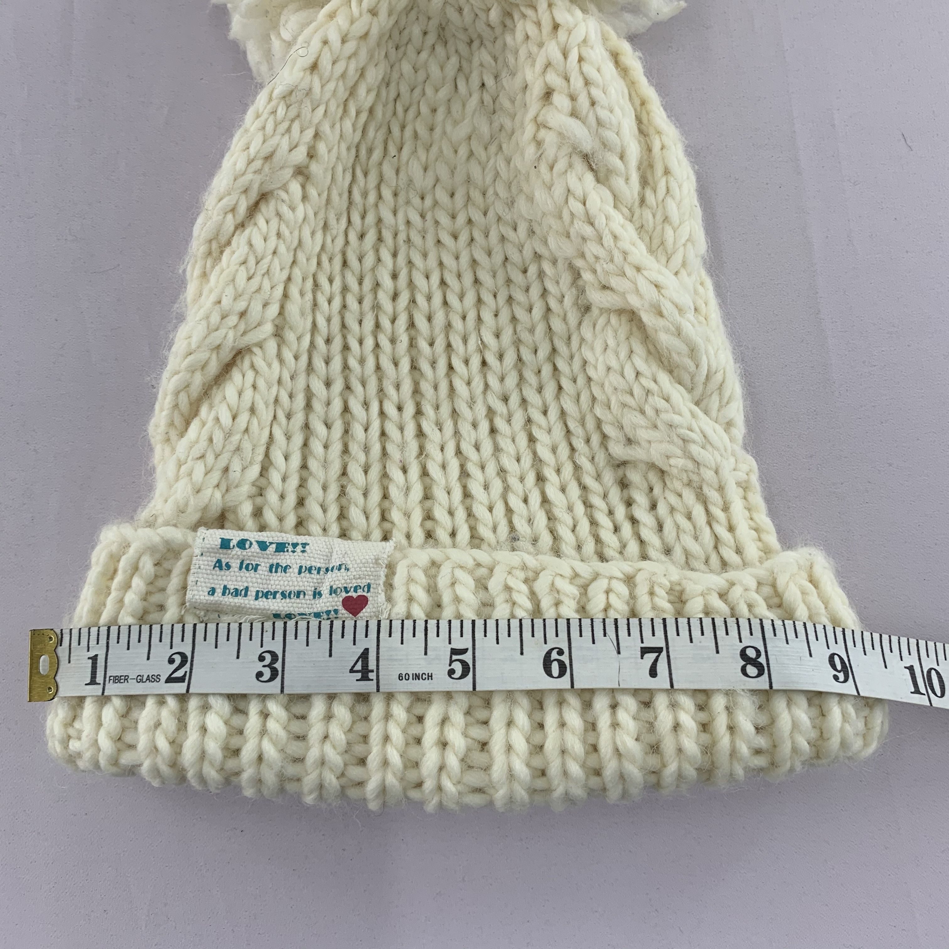 Homespun Knitwear Testify Beanie Wool Cable Knit Size ONE SIZE - 6 Thumbnail