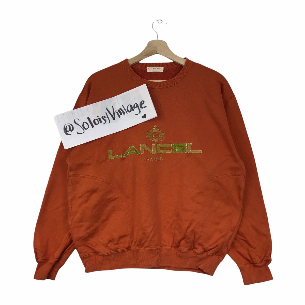 90s LANCEL PARIS France Designer Embroidered Orange