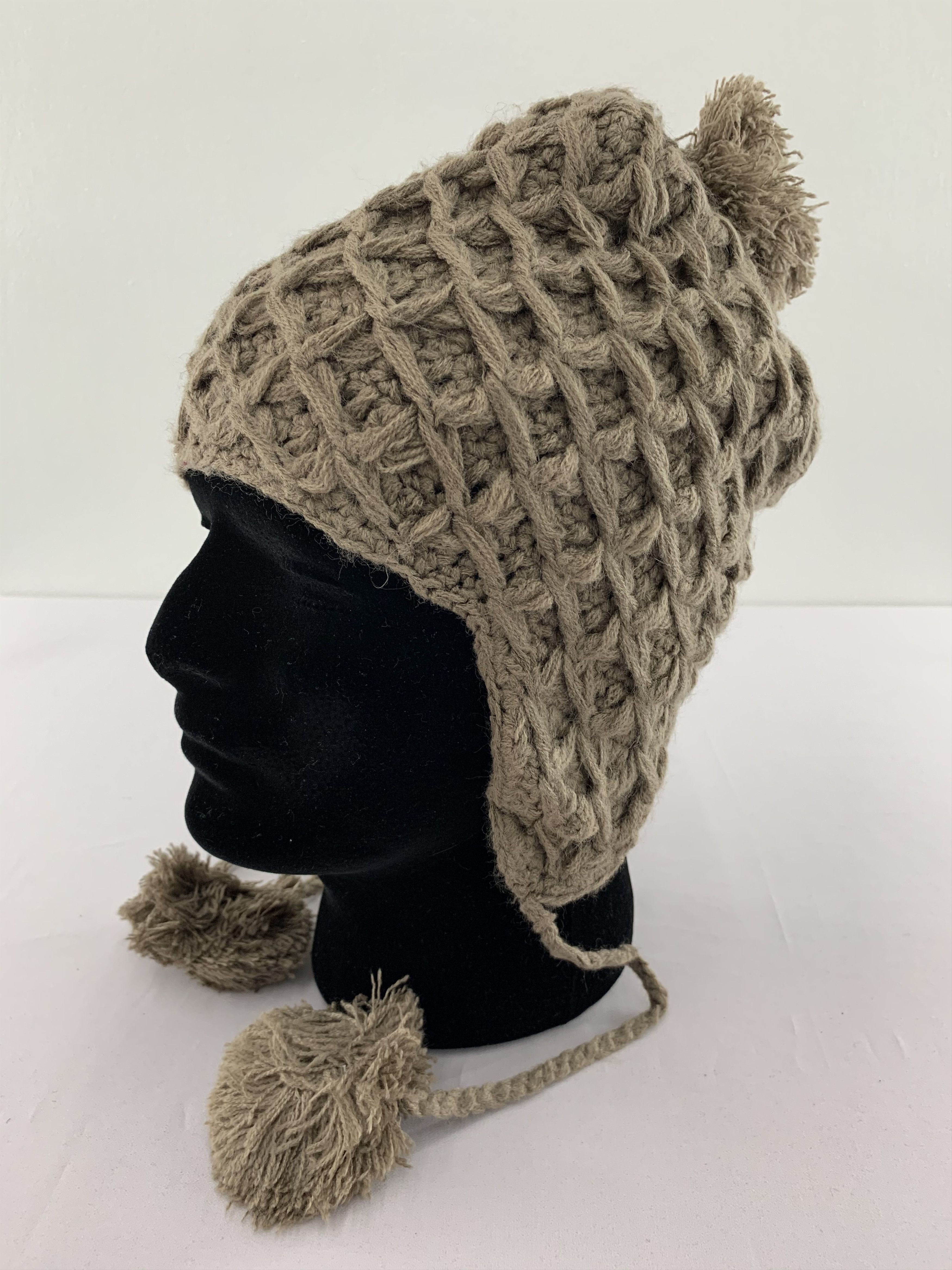 Handmade Crochet Earflap Beanie Hat Pattern Size ONE SIZE - 1 Thumbnail