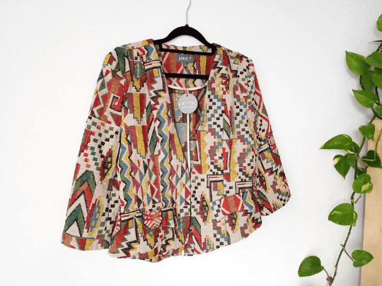 Vintage Colourful aztec print short jacket Size M / US 6-8 / IT 42-44 - 3 Thumbnail