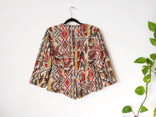 Vintage Colourful aztec print short jacket Size M / US 6-8 / IT 42-44 - 4 Thumbnail