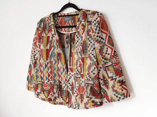 Vintage Colourful aztec print short jacket Size M / US 6-8 / IT 42-44 - 2 Thumbnail