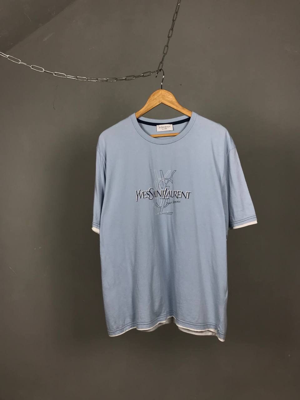 Yves Saint Laurent YSL Yves Saint Laurent luxury vintage big logo tee Size US XL / EU 56 / 4 - 1 Thumbnail