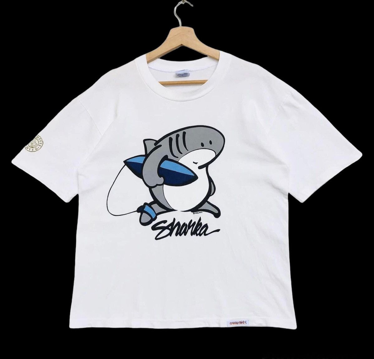 image of Crazy Shirts x Made In USA Vintage Shark Crazy Shirt in White, Men's (Size Medium)