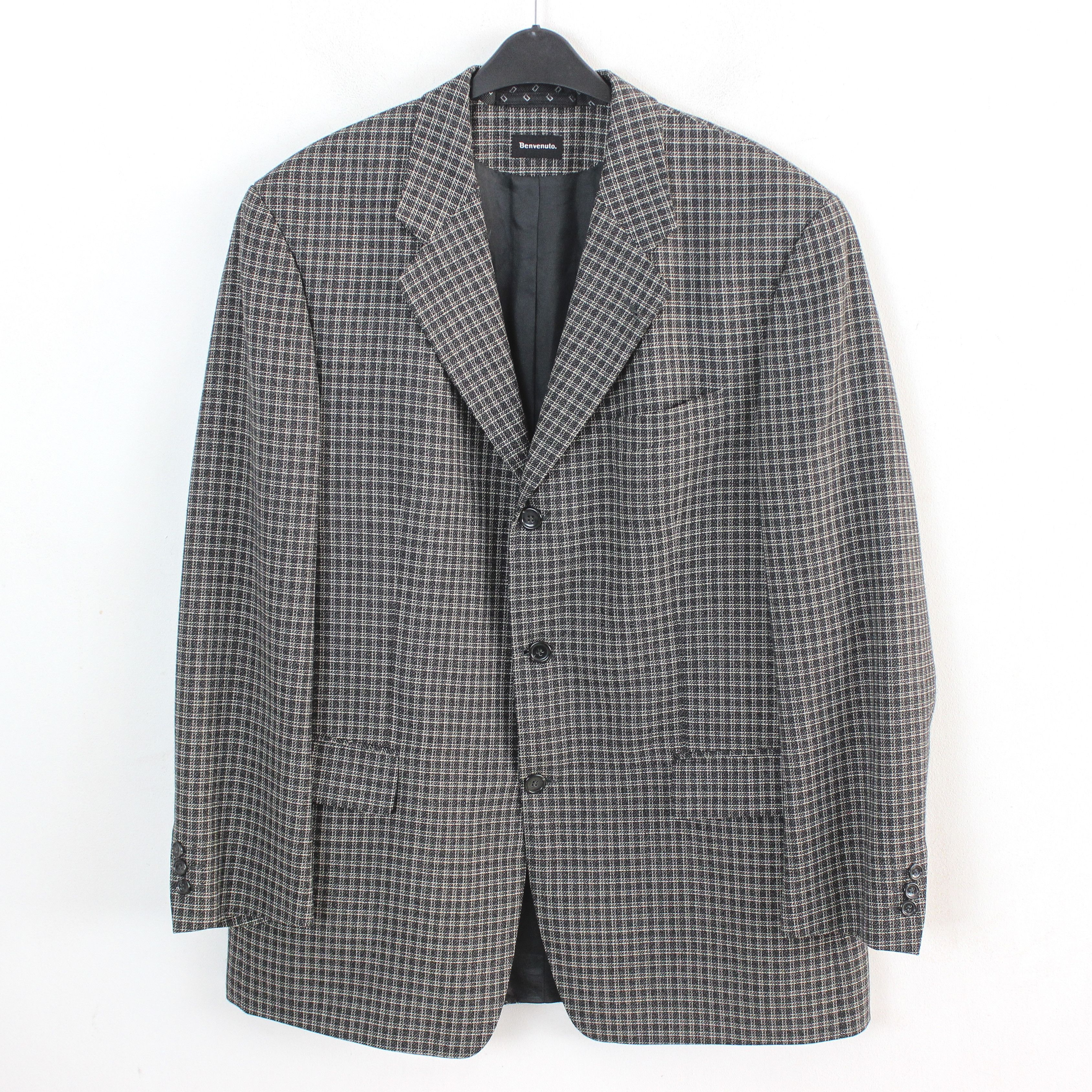Designer Mens Blazer Checked Wool Jacket EU 54 Suit Sport Coat XL Size 44R - 1 Thumbnail