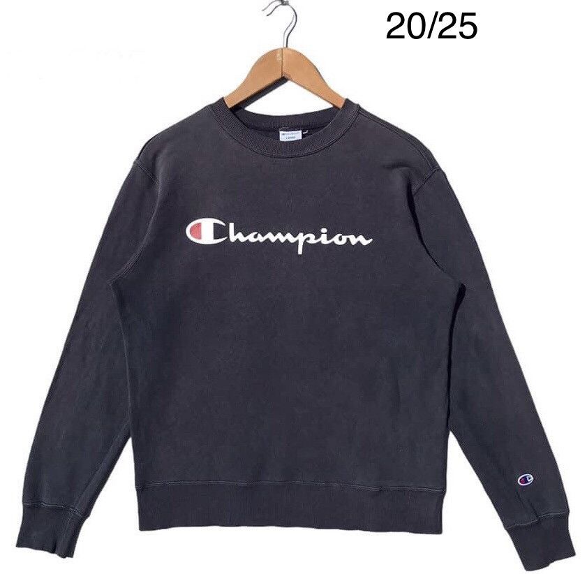 image of Champion Sweatshirts in Faded Blue Black, Men's (Size Medium)