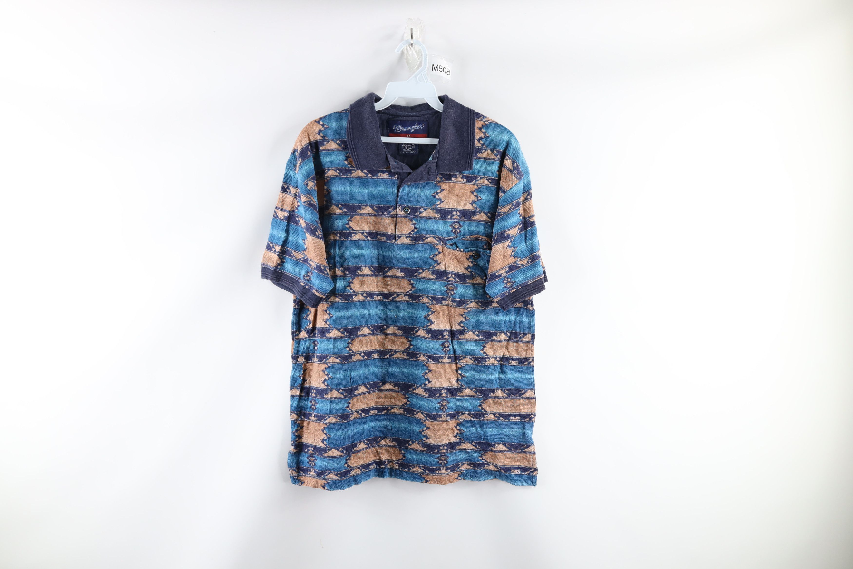 90s southwestern aztec jacquard rugby polo
