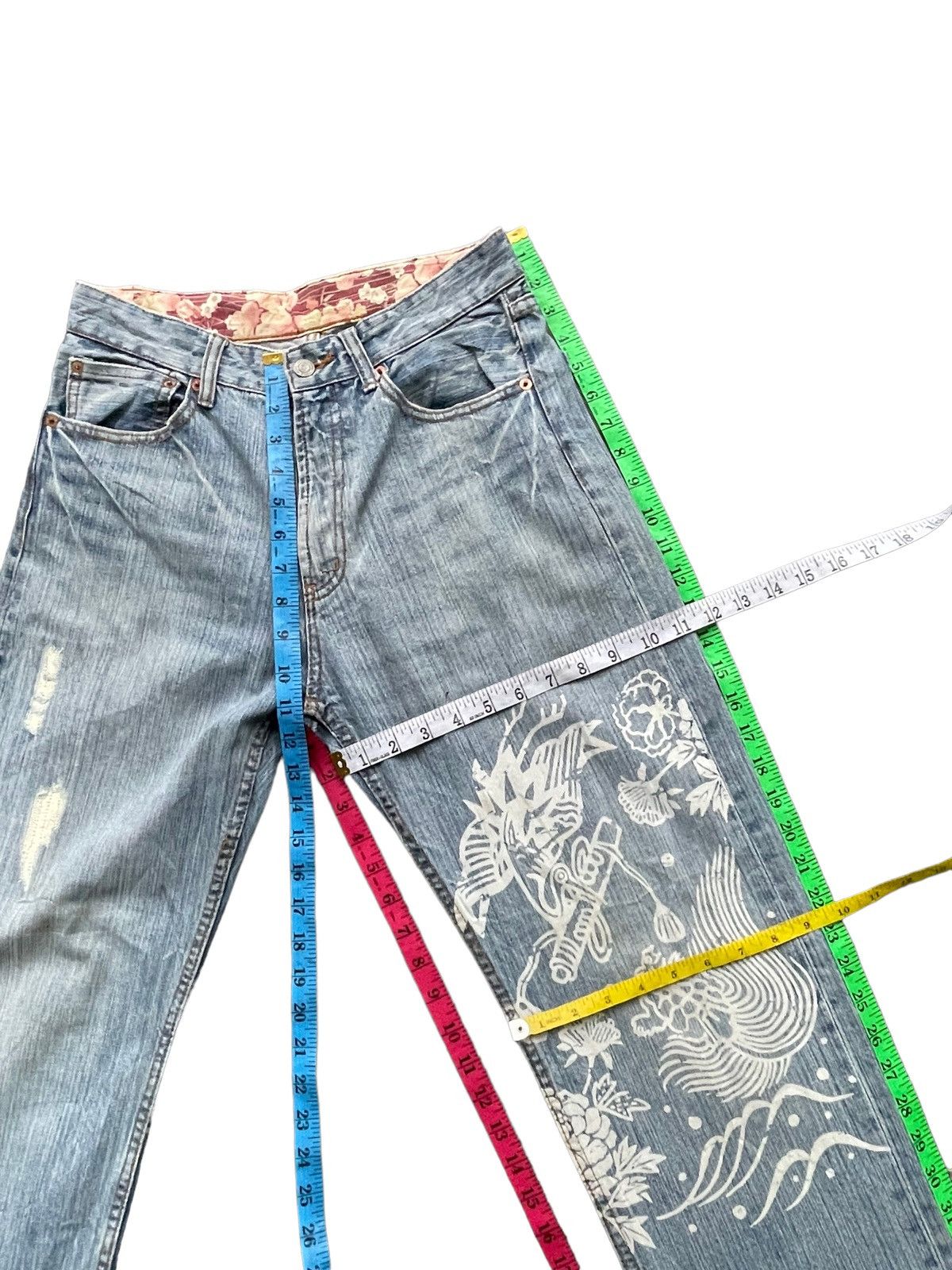 Japanese Brand Baden Rework Printed Jeans Size US 29 - 17 Thumbnail