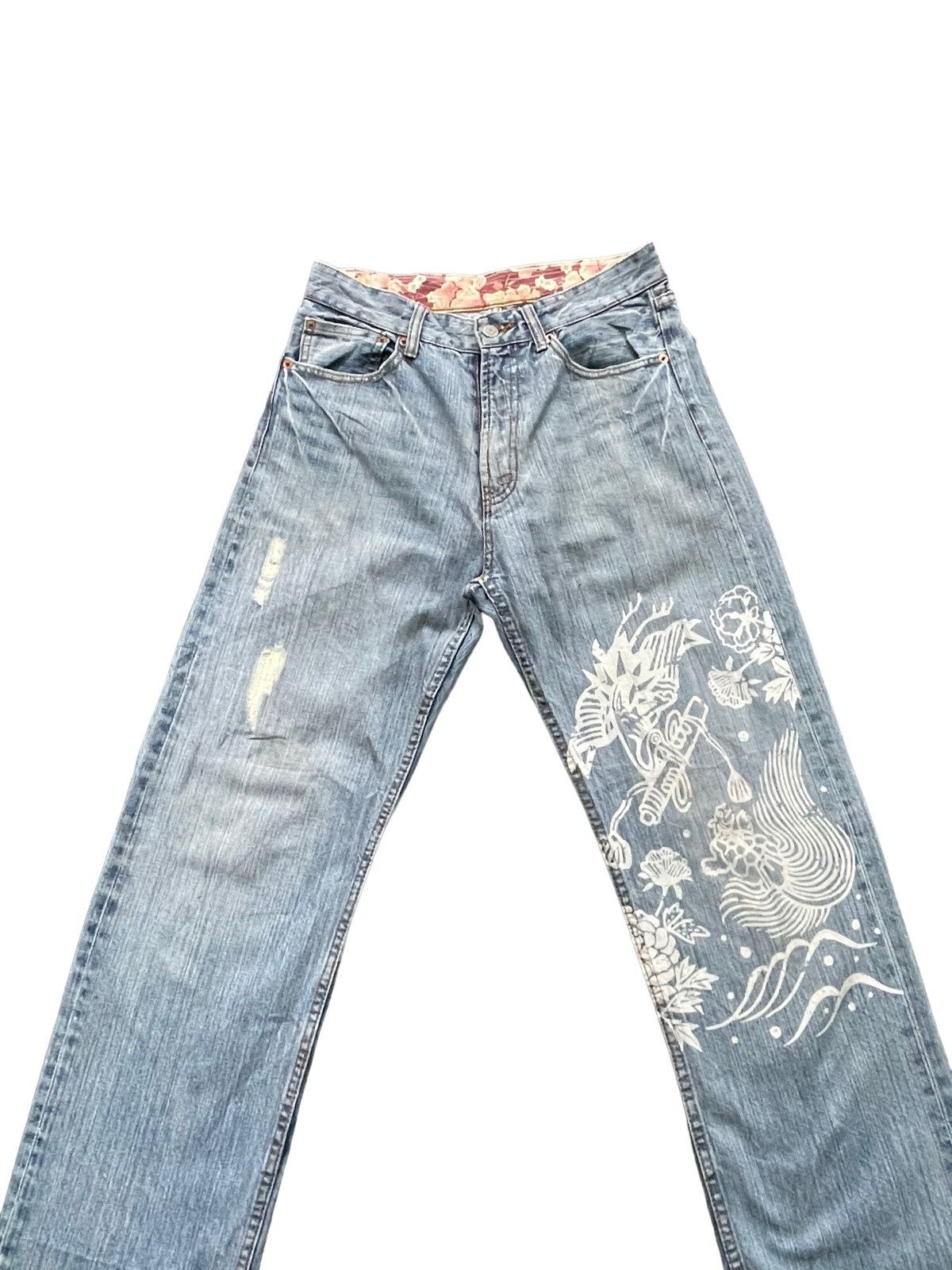 Japanese Brand Baden Rework Printed Jeans Size US 29 - 4 Thumbnail