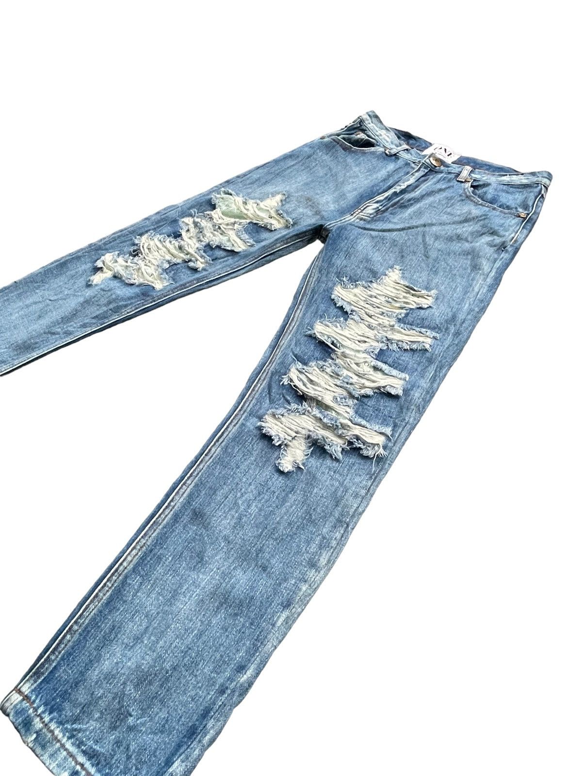 Japanese Brand One by One Tea Spoon Distresed Jeans Size 31" - 2 Thumbnail