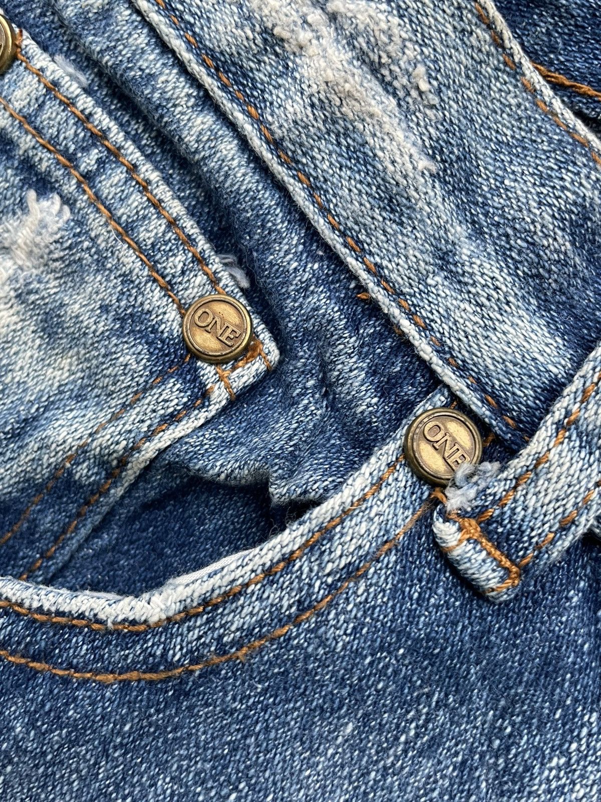 Japanese Brand One by One Tea Spoon Distresed Jeans Size 31" - 15 Thumbnail