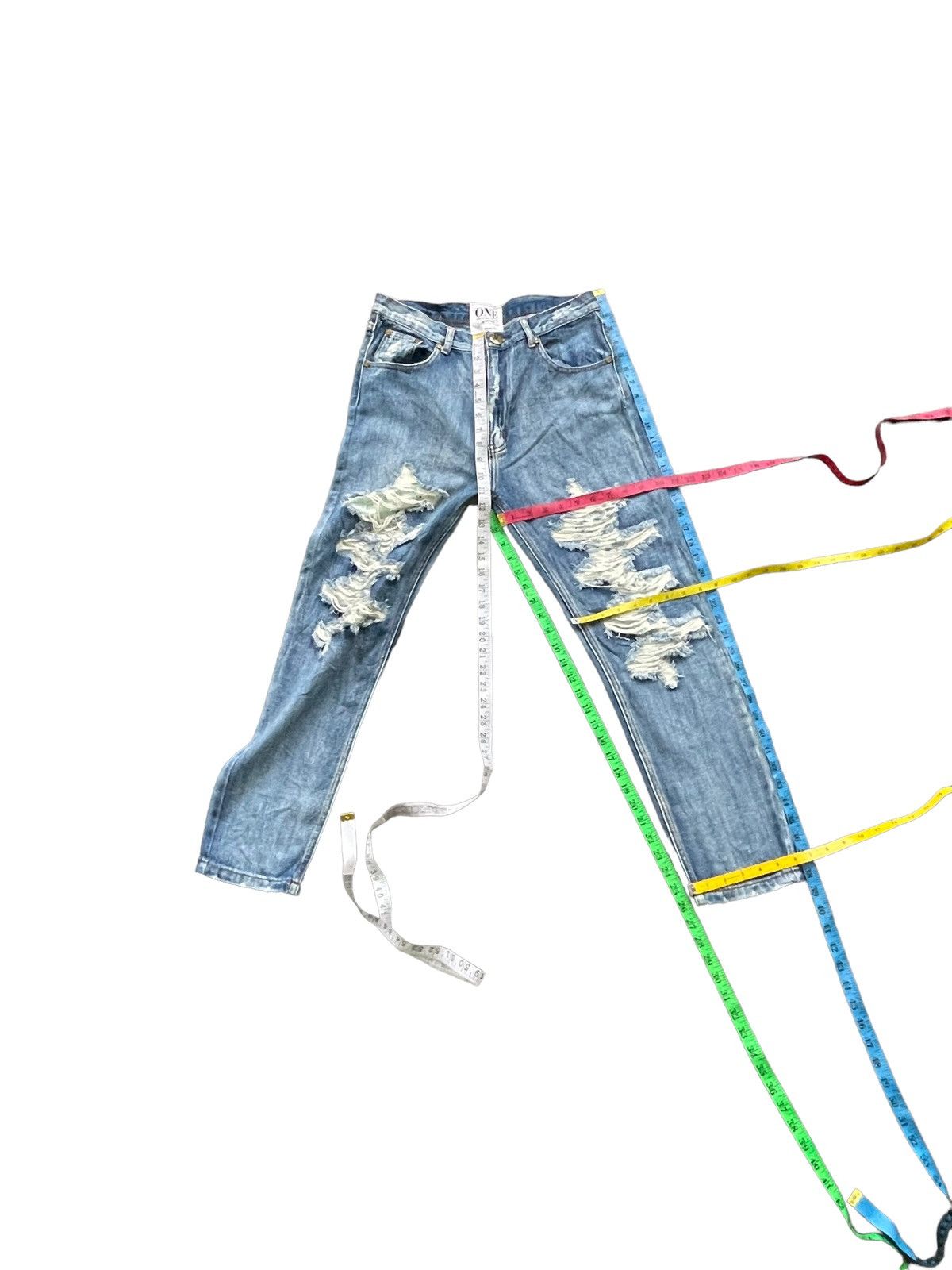 Japanese Brand One by One Tea Spoon Distresed Jeans Size 31" - 17 Thumbnail