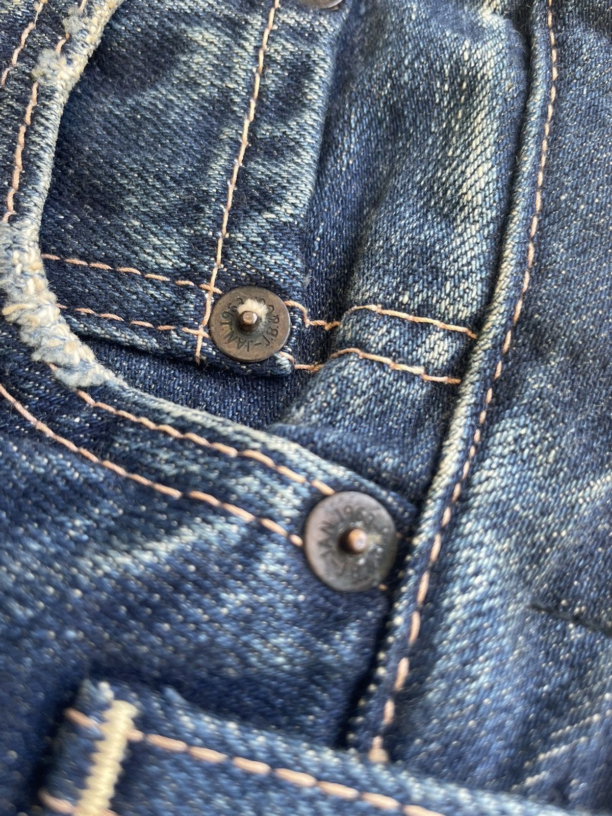 If Six Was Nine Vintage Johnbull 7 pocket Aging Faded Wash Size US 31 - 13 Thumbnail