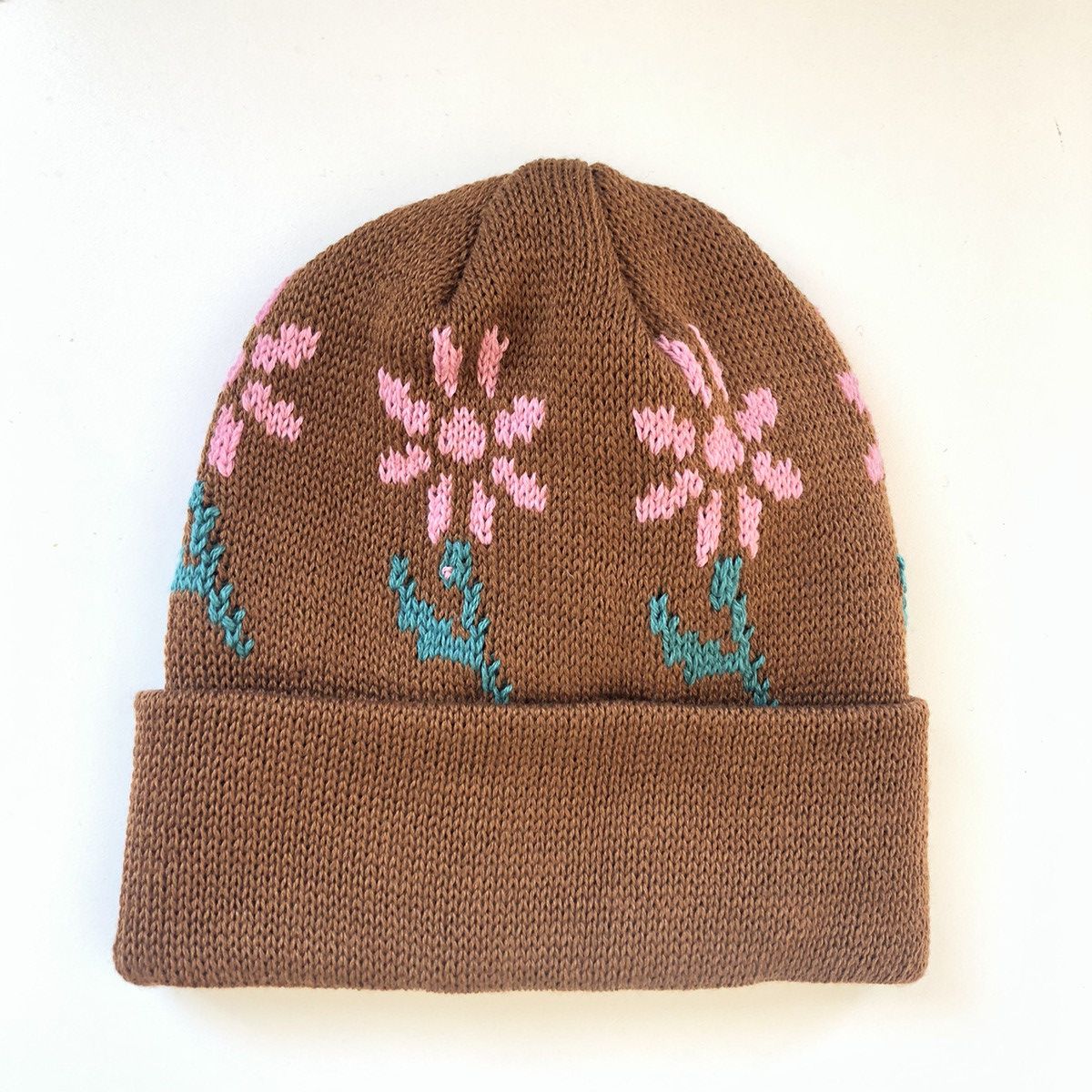 Noah Merino Jacquard Floral Beanie BROWN Size ONE SIZE - 2 Thumbnail