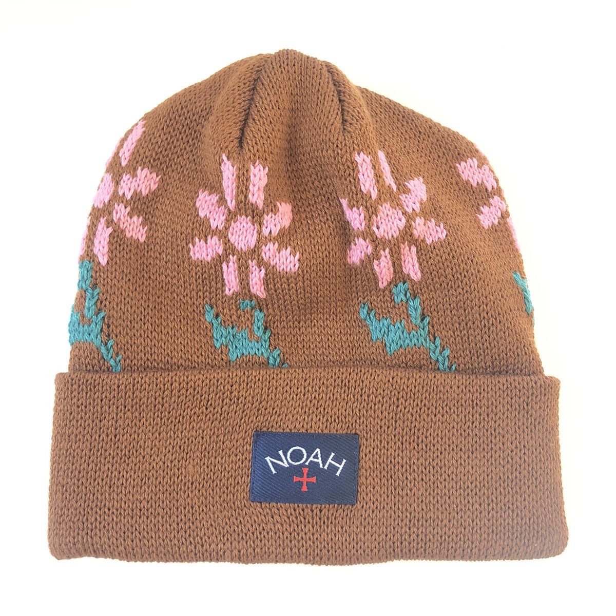 Noah Merino Jacquard Floral Beanie BROWN Size ONE SIZE - 1 Thumbnail