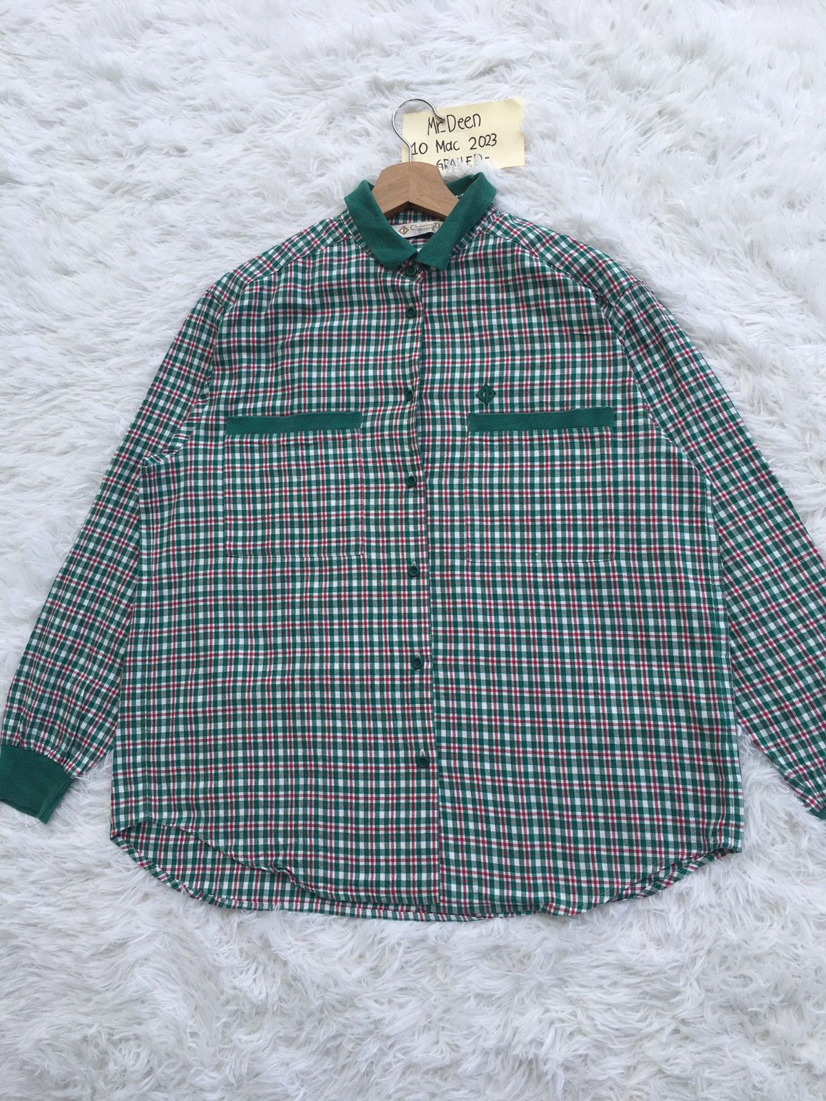 Christian Dior Monsieur Rare Vintage Christian Dior Checkered Longsleeve Shirt Size US L / EU 52-54 / 3 - 4 Thumbnail