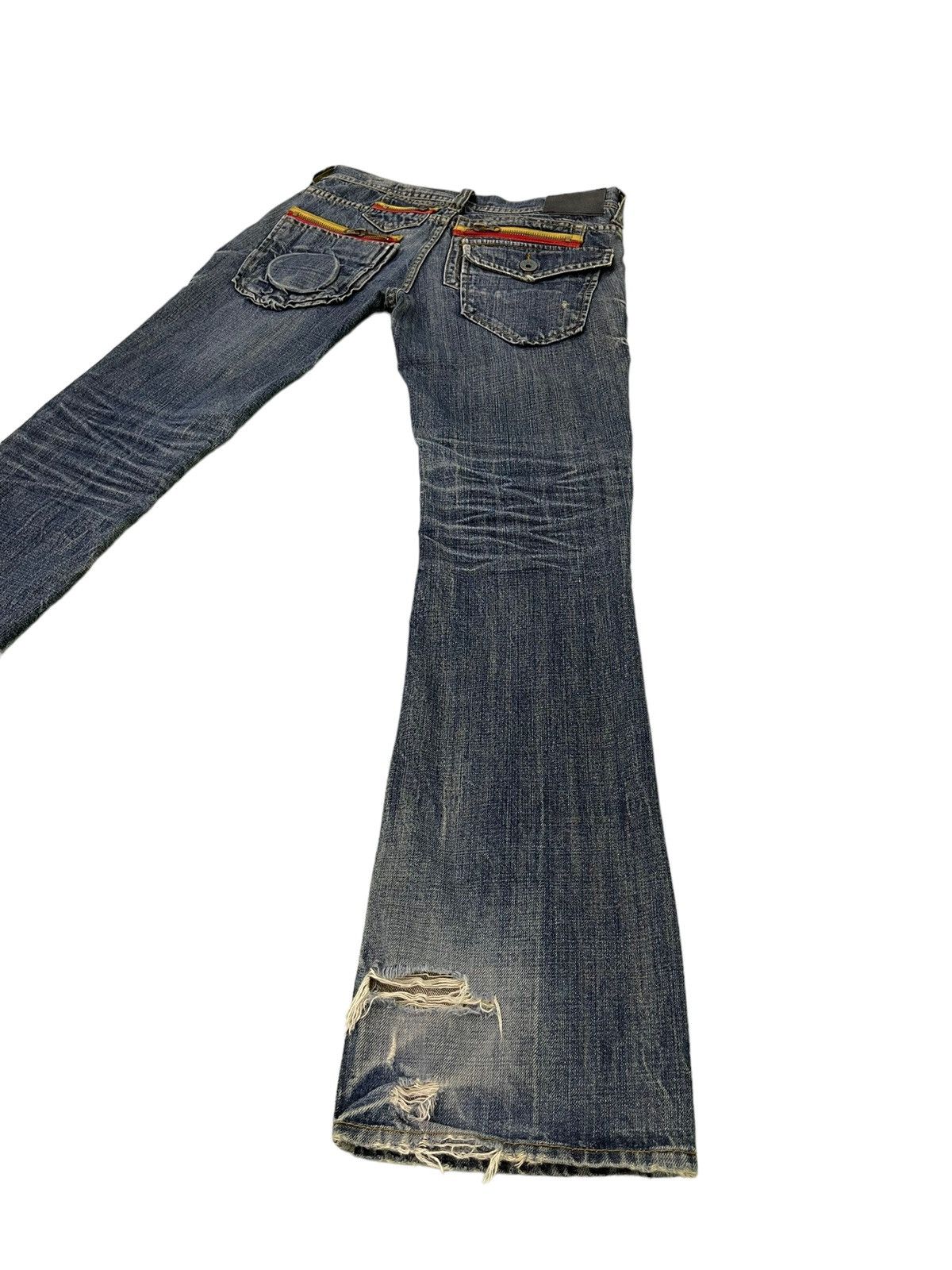 Japanese Brand Flare Jeans Russ.k Distress Denim Clawmark Boot Cut 1🟦 Size US 31 - 15 Thumbnail