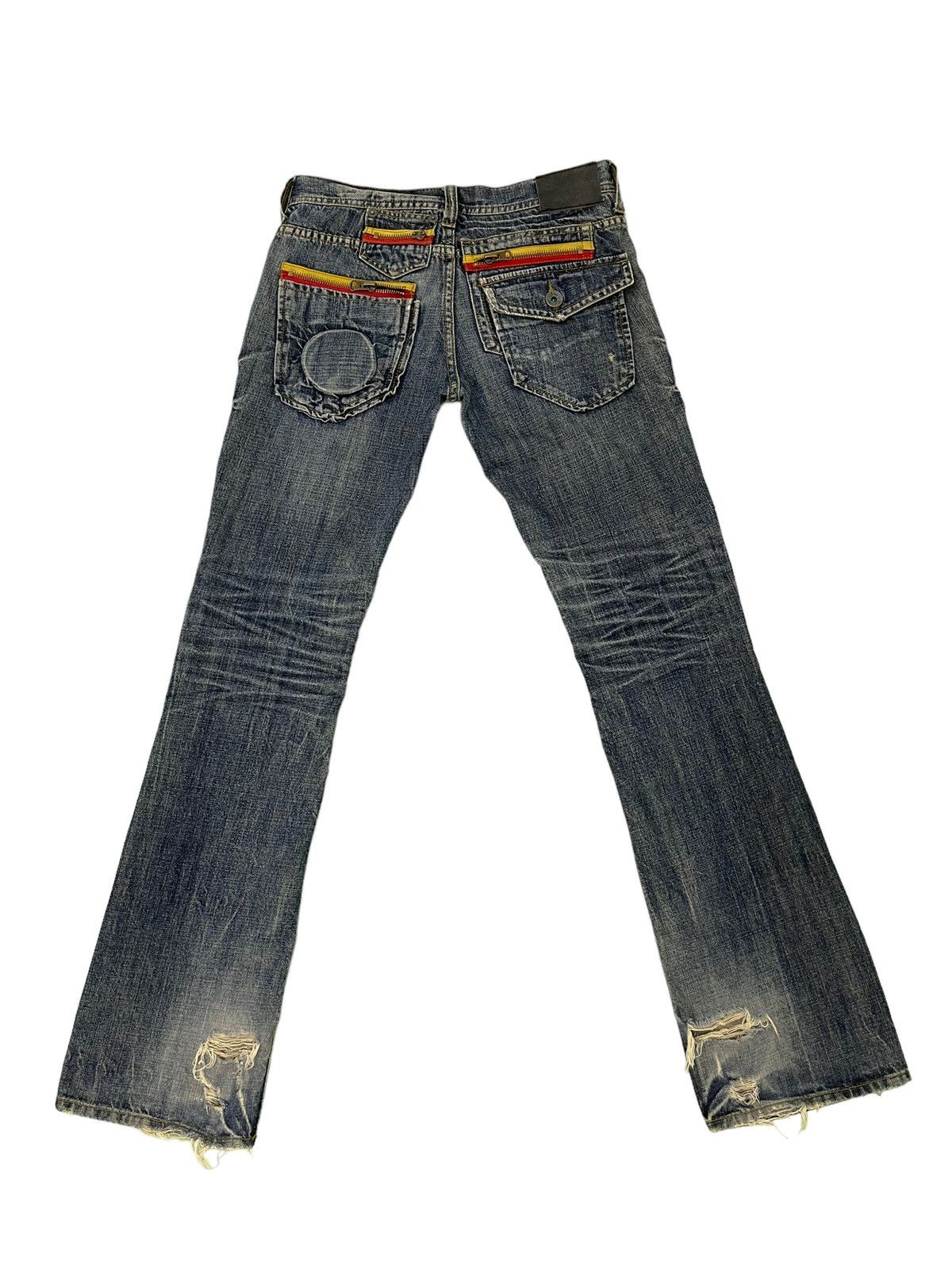Japanese Brand Flare Jeans Russ.k Distress Denim Clawmark Boot Cut 1🟦 Size US 31 - 13 Thumbnail